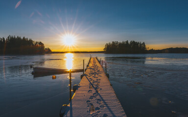 sunset on the lake