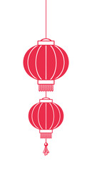 Red Hanging Chinese Lantern Silhouette, Lunar New Year and Mid-Autumn Festival Decoration Graphic. Decorations for the Chinese New Year. Chinese lantern festival.