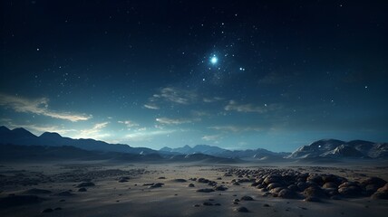 A starry night sky over a remote desert,