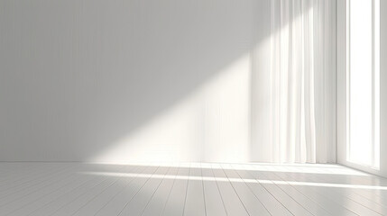white empty room with shadow on a white wall,
