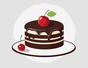 Sweet cartoon chocolate cake with berries