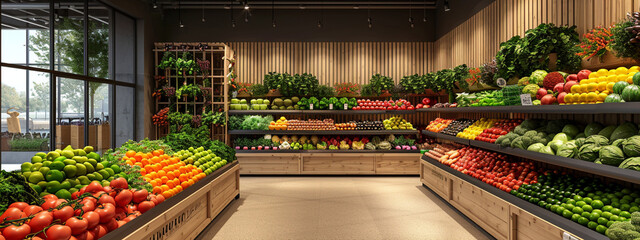 Image of the inside of a fruit and vegetable store