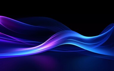 3d render, dark blue background abstract shapes glowing in the ultraviolet spectrum, curved neon lines. generative ai