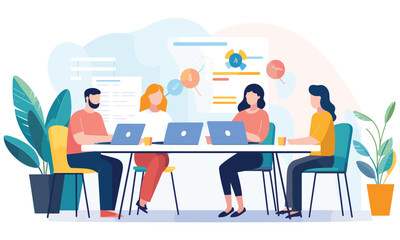  vector flat people on business teamwork illustration flat illustration
