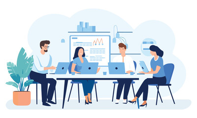  vector flat people on business teamwork illustration flat illustration