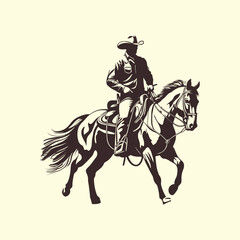 Vector the wild west sheriff riding a horse vintage style illustration