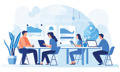  vector flat people on business teamwork illustration flat illustration