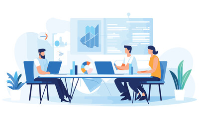  vector flat people on business teamwork illustration flat illustration
