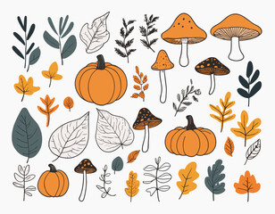 Autumn seasonal seamless retro style pattern set. Perfect for wallpaper, gift paper, pattern fills, web page background