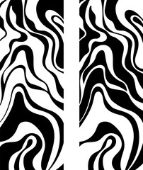 Silhouette illustration isolated element. Abstract tattoo black and white background with wavy lines.