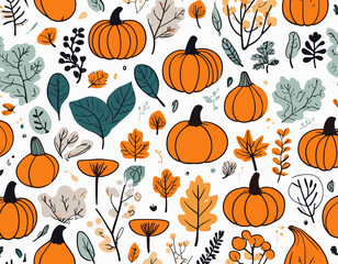 Autumn seasonal seamless retro style pattern set. Perfect for wallpaper, gift paper, pattern fills, web page background