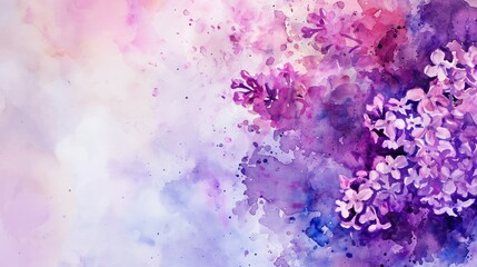 Fototapeta premium Lilac flower on soft purple background, copy space.