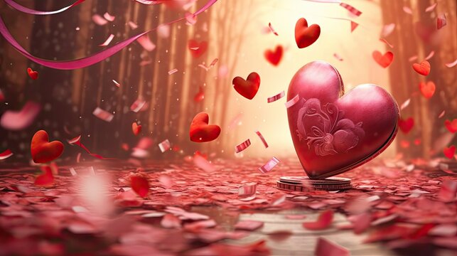 Valentine's Day Wallpaper for Him and Her with Hearts Romantic Design