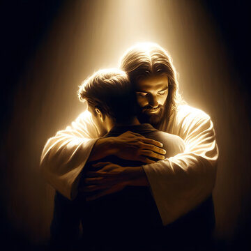 Jesus comforting troubled man