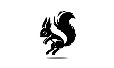 mascot Squirrel cute logo ,black and white Squirrel cartoonish logo , Squirrel mascot logo - obrazy, fototapety, plakaty