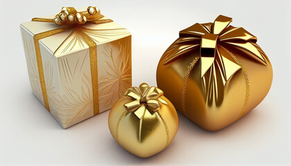 Christmas gifts in bottom view, isolated on a white background