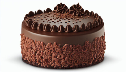 Chocolate cake on a white background with chocolate sprinkles isolated
