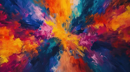 Zelfklevend Fotobehang Artistic background of colorful abstract painting comes to life with seamless blending on canvas © boxstock production