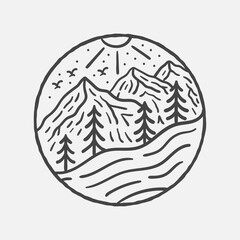 Adventure outdoor vintage illustration with vector style