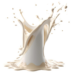 Milk splash 3d render, transparent background high quality.