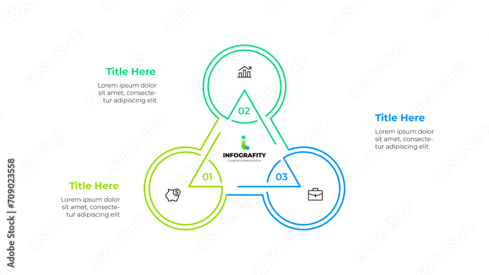 Poster outline triangle diagram divided into 3 sectors. design concept of three steps or parts of business 