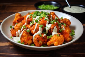 Deep- Fried Cauliflower Spicy WIngs With Mayonnaise