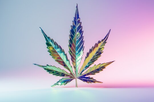 Naklejki Cannabis leaf with light leaks color tones. 