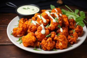 Fototapeta premium deep fried spicy cauliflower wings