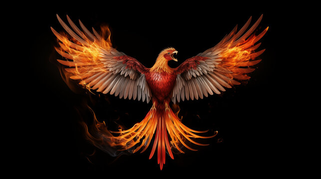 photography real phoenix angel wings in the dark background