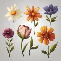 Fototapeta premium set of colorful flowers on white background
