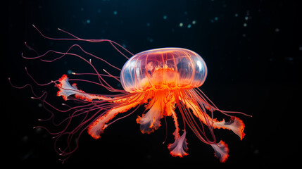 Fototapeta premium photography fire jelly fish in black 