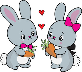 Fototapeta premium Rabbit couple loving each other