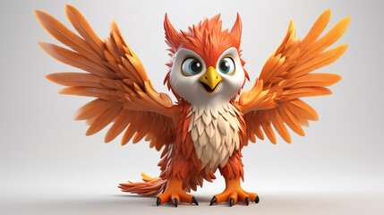 3d cartoon cute griffin on white background