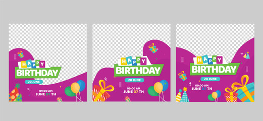 happy birthday social media instagram web banner template