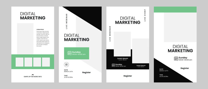 digital marketing live webinar invitation social media post stories template 
