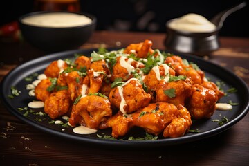 Fototapeta premium deep fried spicy cauliflower wings