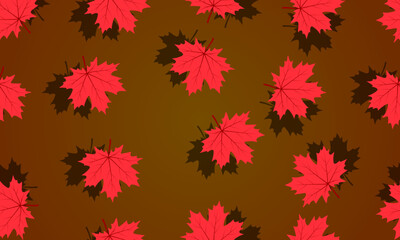 red autumn leaves seamless pattern.