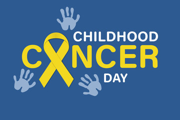 International Day against Childhood Cancer. February, 15.  Template for background, banner, postcard, poster with text inscription and ribbon.  - obrazy, fototapety, plakaty
