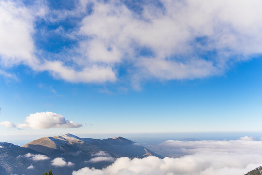 Karaburun Peninsula, Albania view from llogara mountain cover with clowd