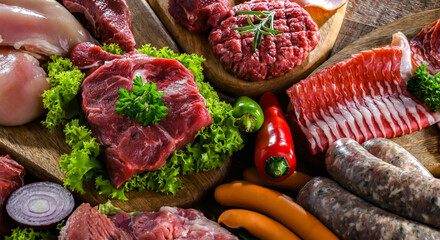 Composition with a variety of meat products