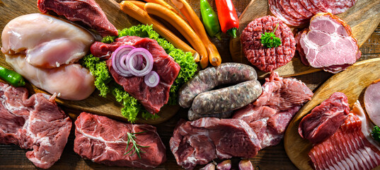 Composition with a variety of meat products