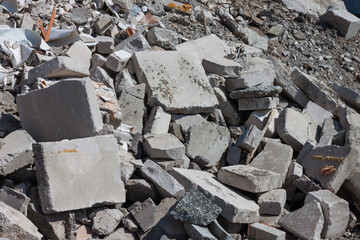Concrete debris on construction site