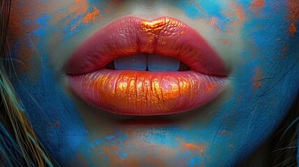Obraz premium Luscious Lips in Pop Art Collage. Exploring Style and Technique. female pink red lips mouth 