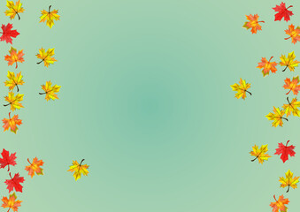 Yellow Leaves Background Green Vector. Plant Paper Illustration. Ocher Celebrate Leaf. Pattern Foliage Frame.