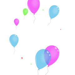 Purple Surprise Background White Vector. Balloon Gift Set. Blue Reflection. Pink Helium. Air 3d Background.