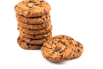 Chocolate chip cookies isolated on white