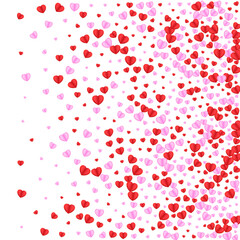 Violet Heart Background White Vector. Decor Pattern Confetti. Red Romantic Illustration. Pink Confetti Greeting Backdrop. Tender Folded Frame.