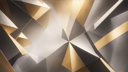 Gray and Golden light rays with geometric shapes Background