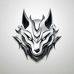 tribal wolf logo design black and white futuristic style 