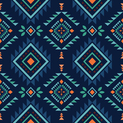Ethnic southwest tribal navajo ornamental seamless pattern fabric colorful design for textile printing 